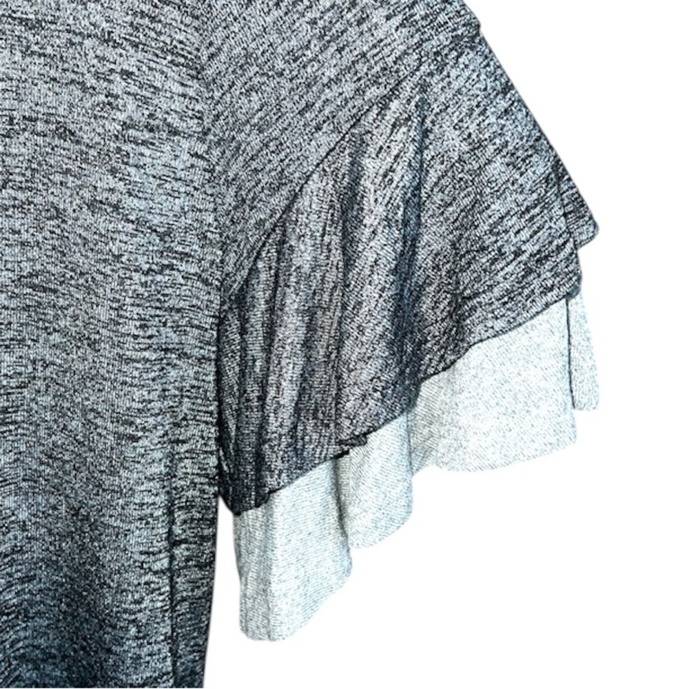 BLOOMCHIC | NWOT CHARCOAL RUFFLE SLEEVE KNIT TOP - Picture 4 of 9